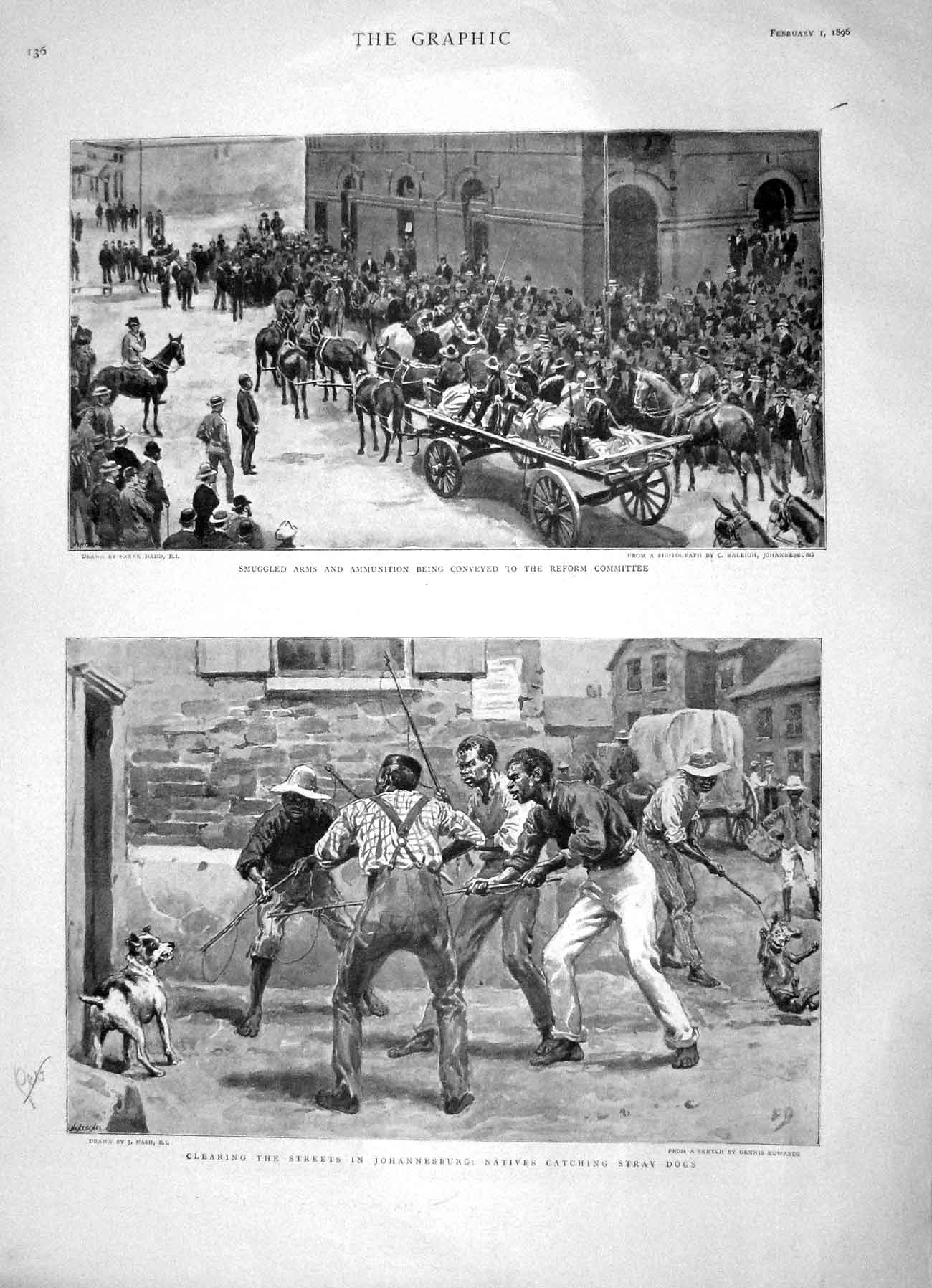 Old Antique Print 1896 Johannesburg Natives Lord Leighton Florence Paul'S 19th