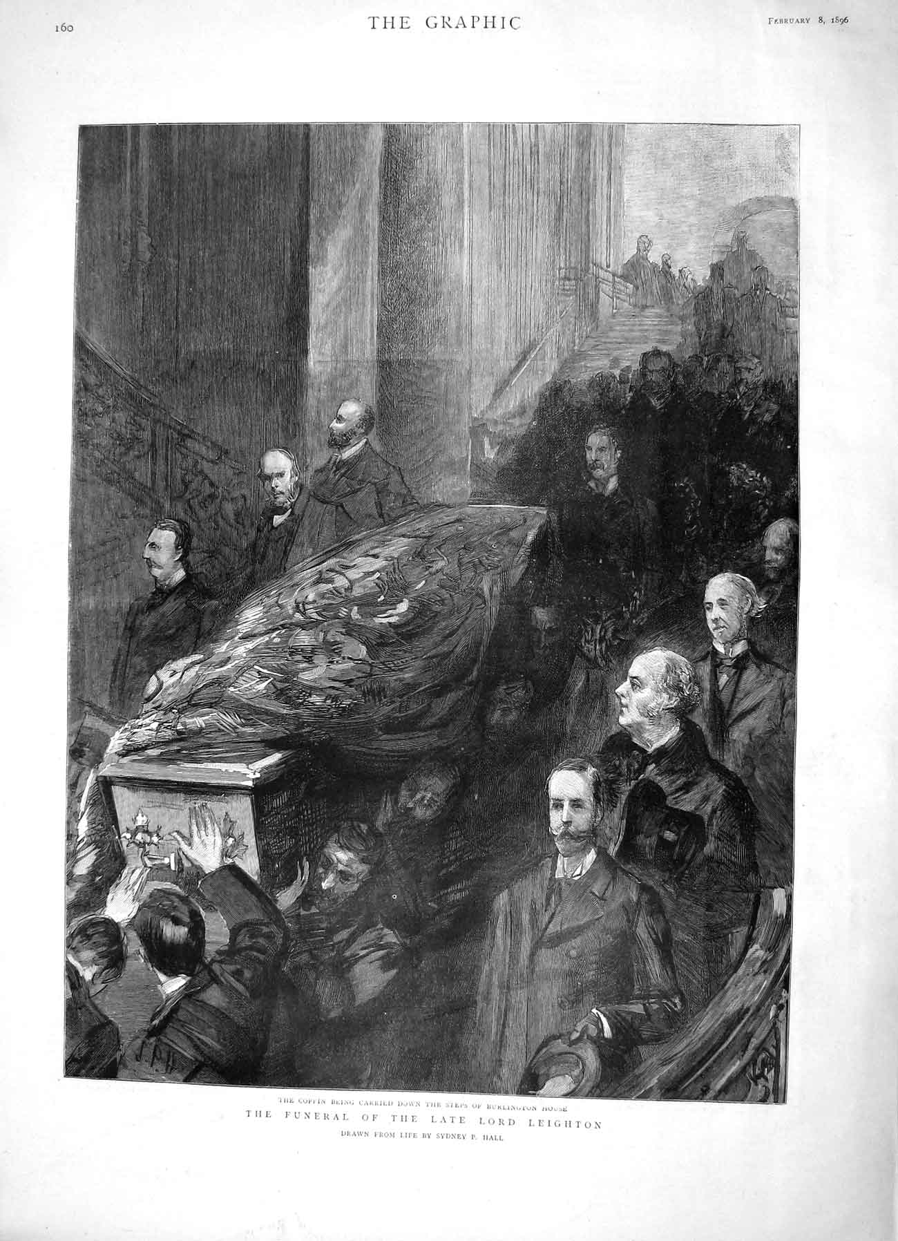 Old Antique Print 1896 Funeral Lord Leighton Paul'S Cathedral Burlington 19th