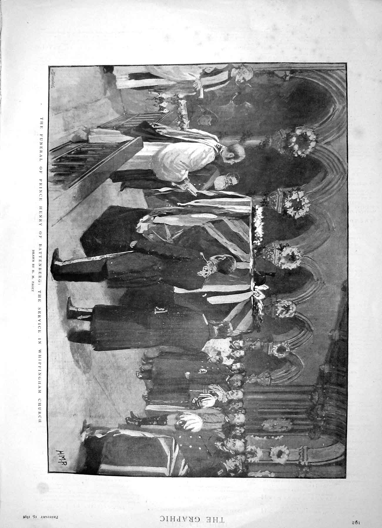 Old Antique Print 1896 Funeral Prince Henry Battenberg Whippingham Church 19th
