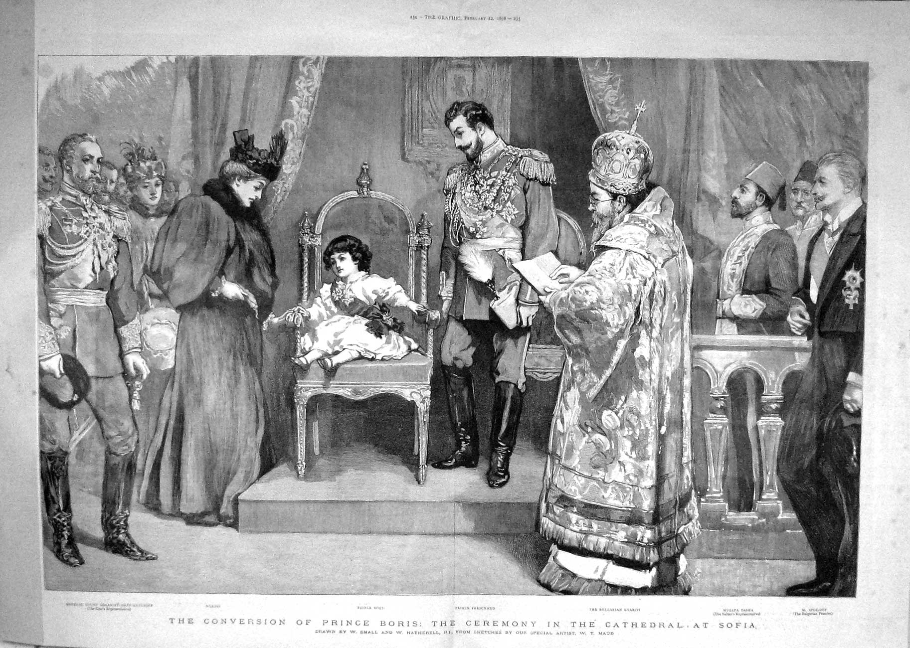 Old Antique Print 1896 Ceremony Cathedral Sofia Prince Boris Ferdinand 19th