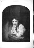 Original Old Antique Print 1896 Portrait Beautiful Girl Window Rembrandt 19th