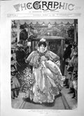 Original Old Antique Print 1896 Drawing Room Season Lady Debutante Dress Small