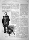 Original Old Antique Print 1896 Portrait Labouchere Queen Riviera Hotel Cimiez