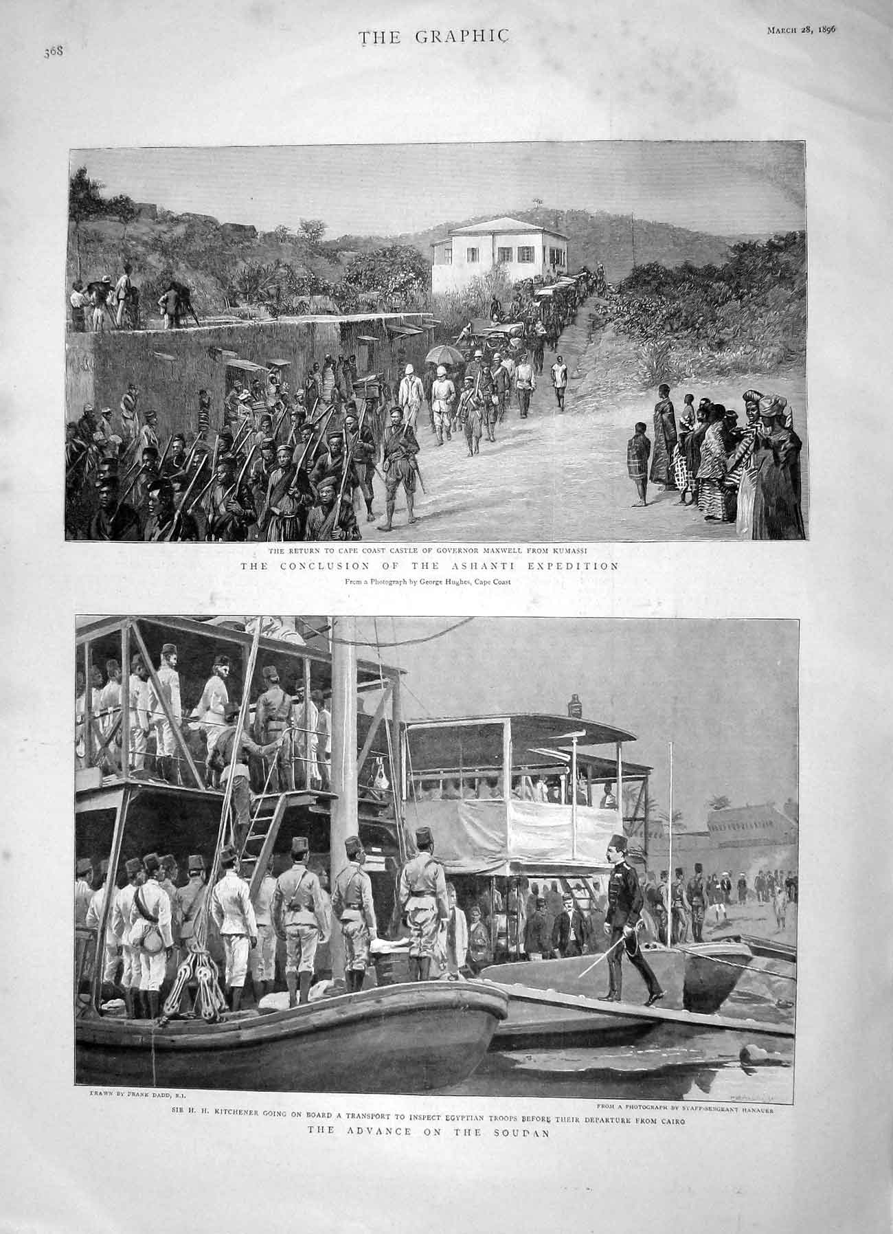 Old Antique Print 1896 Ashanti Expedition Maxwell Kumassi Kitchener Cairo 19th