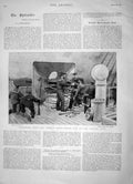 Original Old Antique Print 1896 Practising Newest Quick-Firing Gun German Navy
