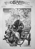 Original Old Antique Print 1896 Spring Flowers Easter Lilies Boy Cart Donkey