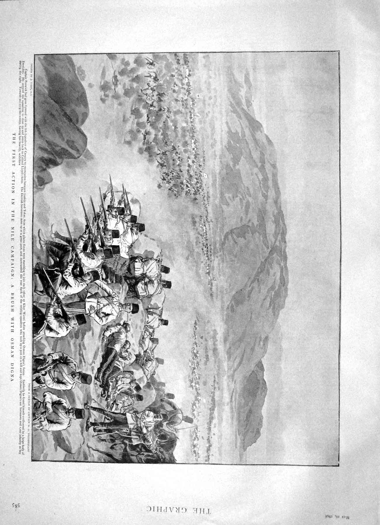 Original Old Antique Print 1896 Nile Osman Digna Captain Fenwick Suakin Tokar