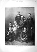 Original Old Antique Print 1896 Portrait William German Emperor Sons Family