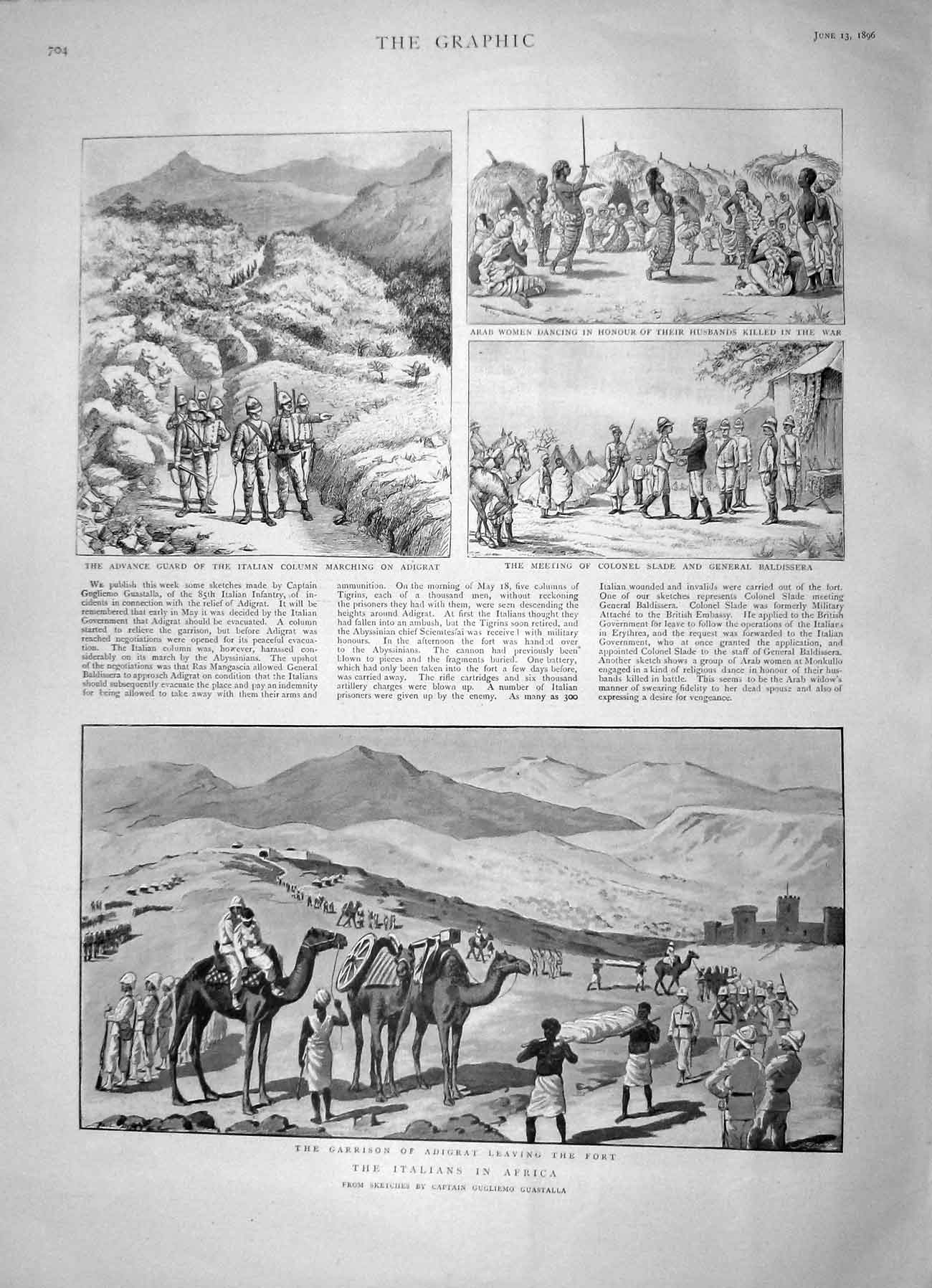 Original Old Antique Print 1896 Adigrat Fort Africa Italian Siers Baldissera