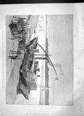 Original Old Antique Print 1896 Soudan Gunboat Wady Halfa War Food Train Army