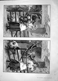 Original Old Antique Print 1896 Man Lady Romance Pigs Accident Farmyard Animals