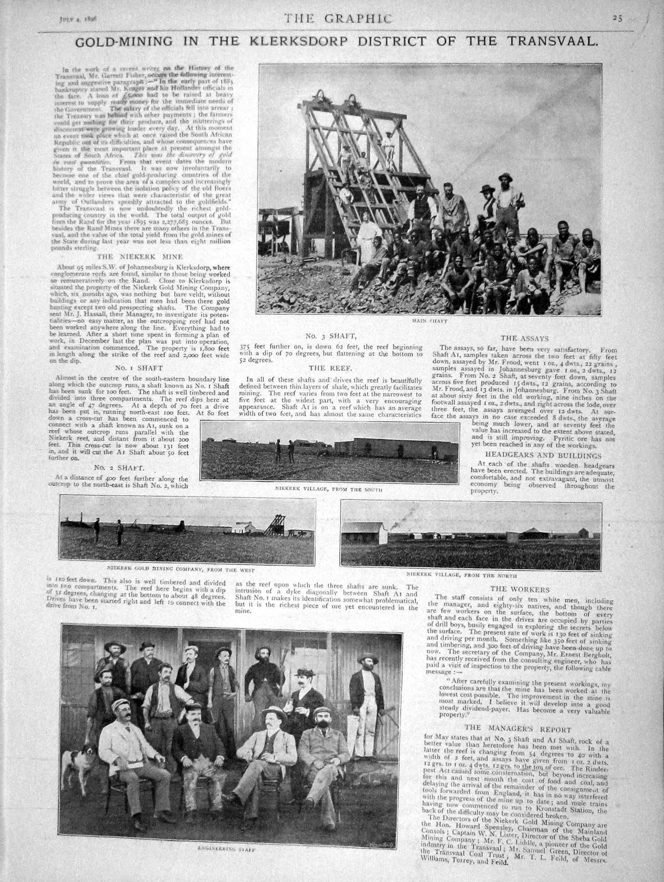 Original Old Antique Print 1896 GMining Klerksdorp Transvaal Chicago Medal 19th