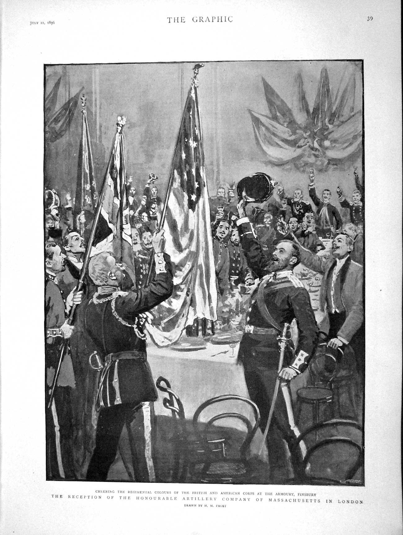 Old Antique Print 1896 Artillery Massachusetts London Battle Firket War 19th