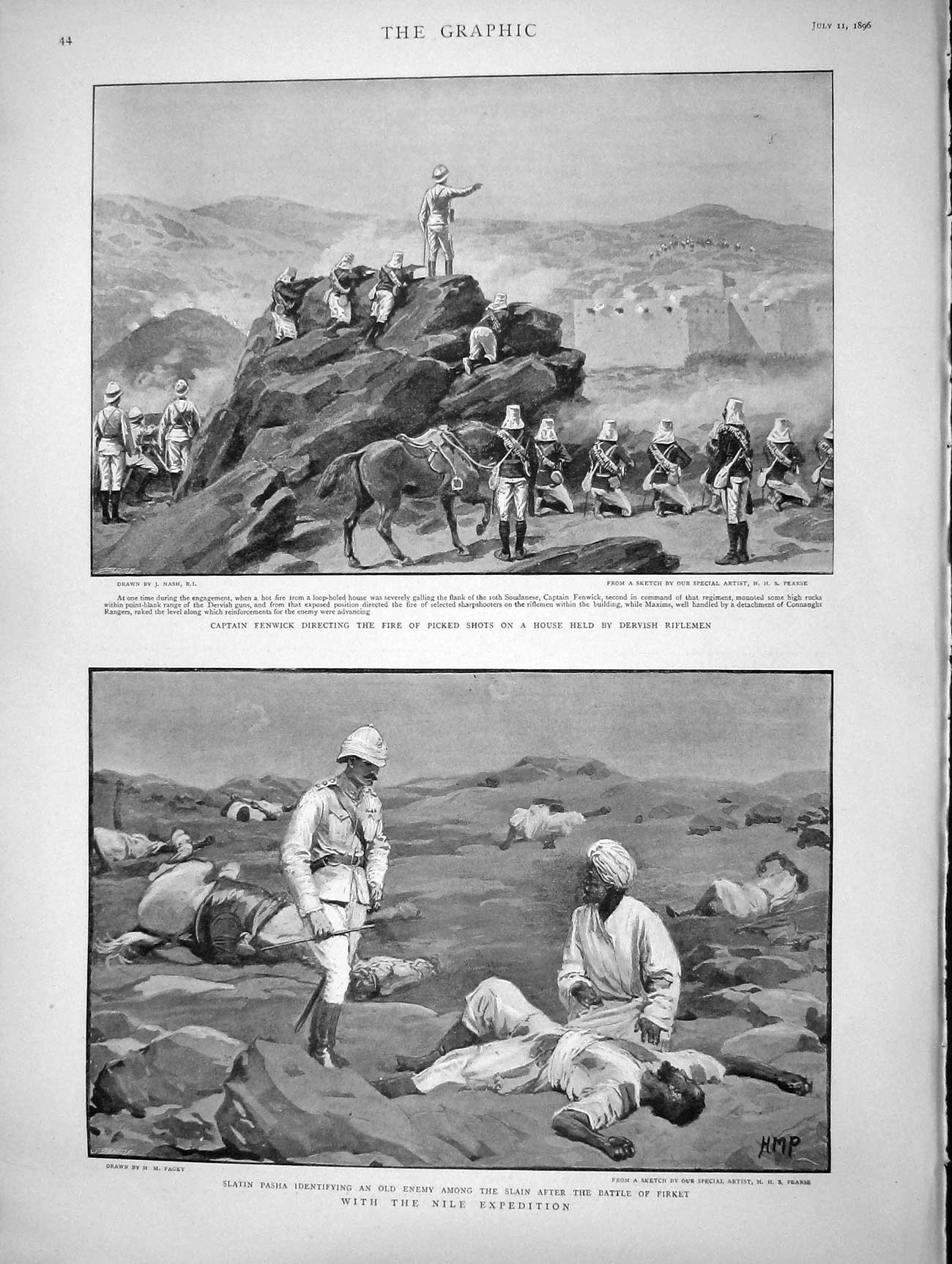 Old Antique Print 1896 Captain Fenwick Dervish Riflemen Slatin Pasha War 19th