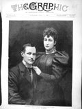 Original Old Antique Print 1896 Prince Charles Denmark Princess Mau Victorian
