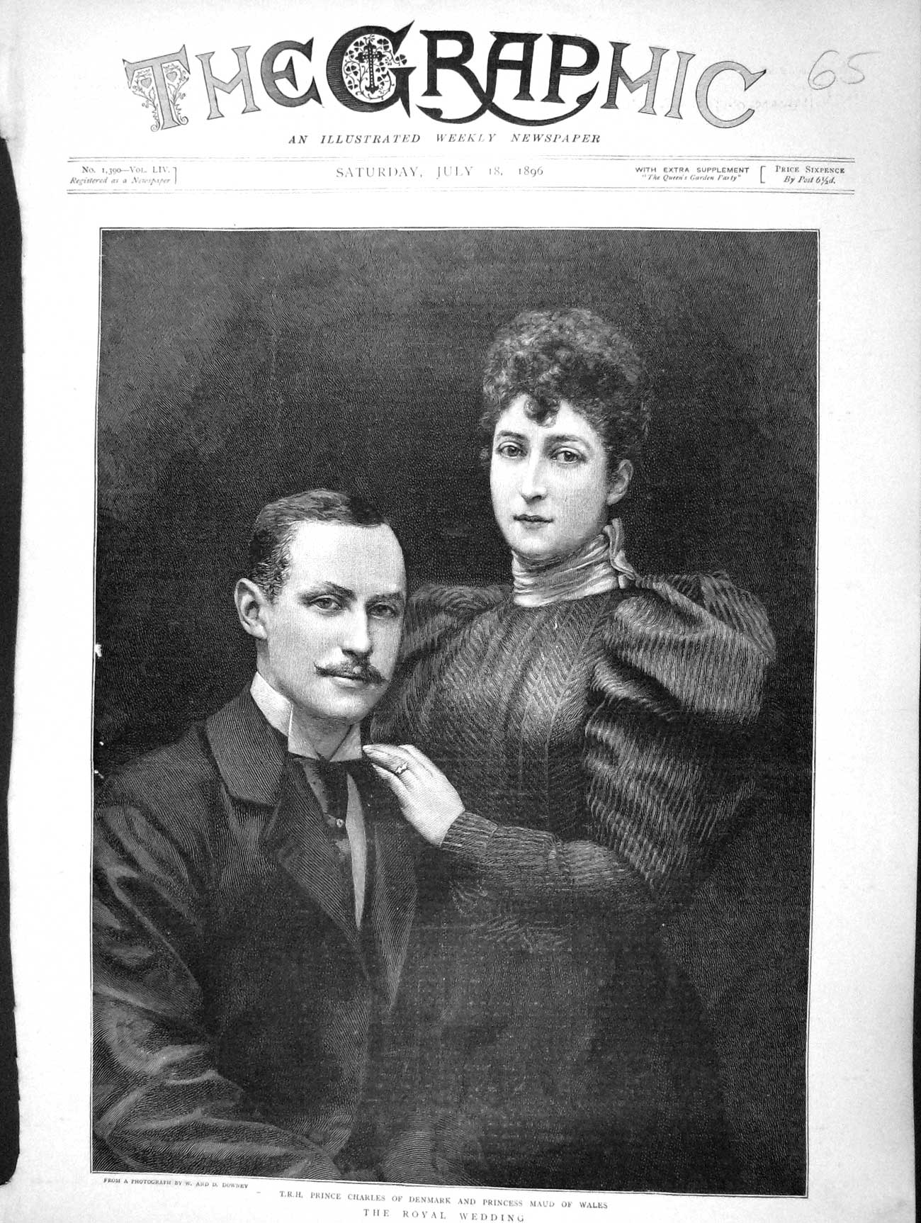Original Old Antique Print 1896 Prince Charles Denmark Princess Mau Victorian