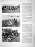 Original Old Antique Print 1896 Camp Bisley War Volunteers Nile Crete Retim 19th