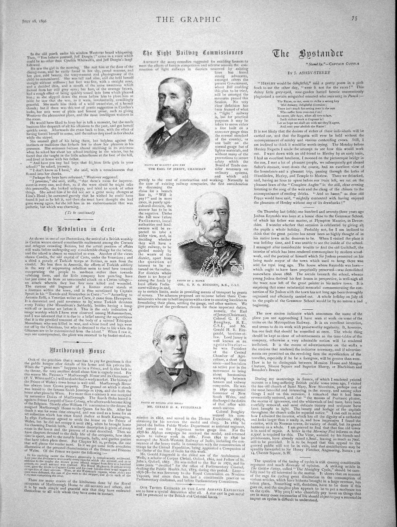 Original Old Antique Print 1896 Earl Jersey Railway Fitzgerald Battle S 19th