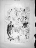 Original Old Antique Print 1896 Pilatus Train Climbing Mountains Tourists 19th