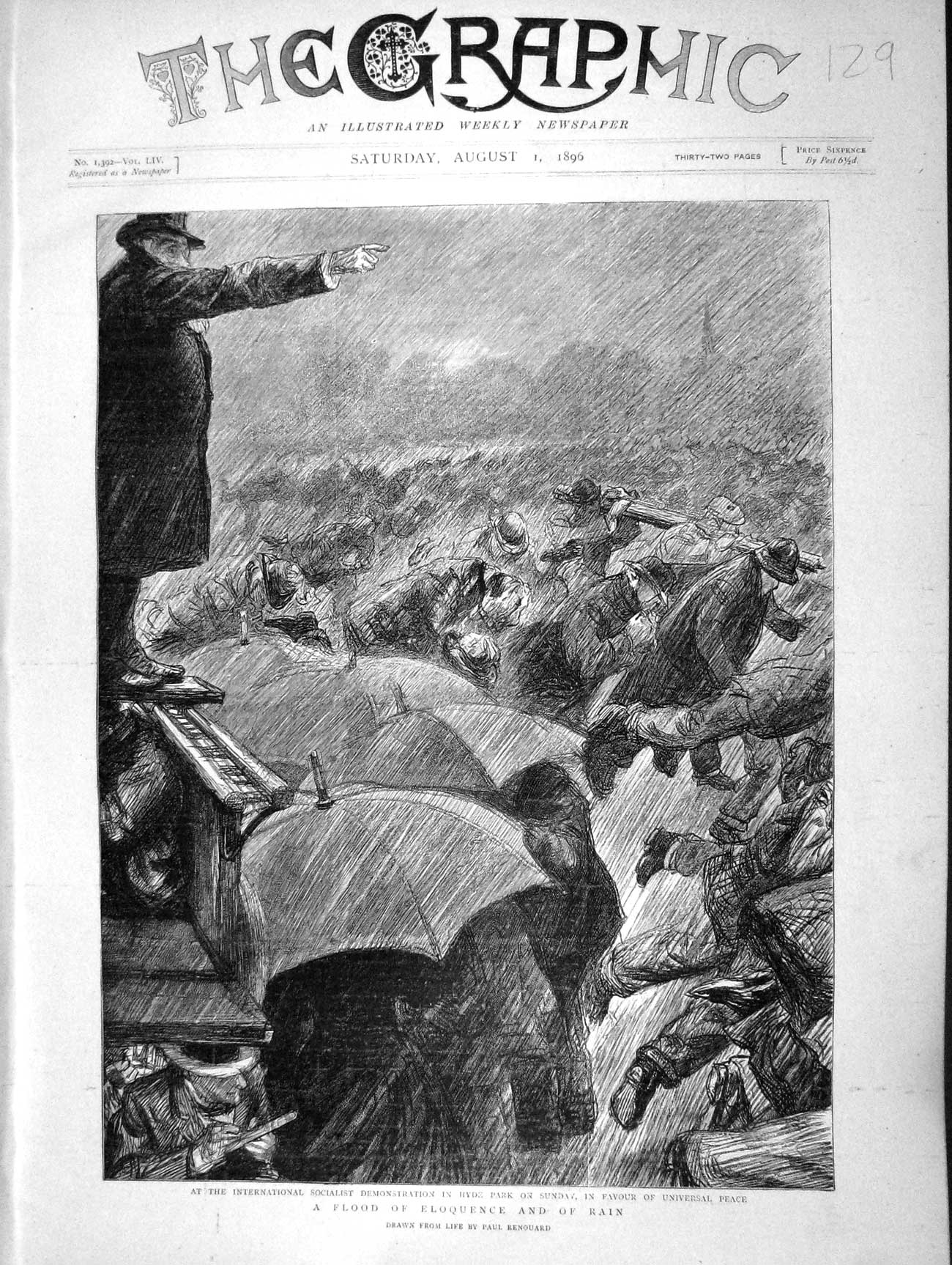 Original Old Antique Print 1896 Socialist Demonstration Hyde Park Universa 19th