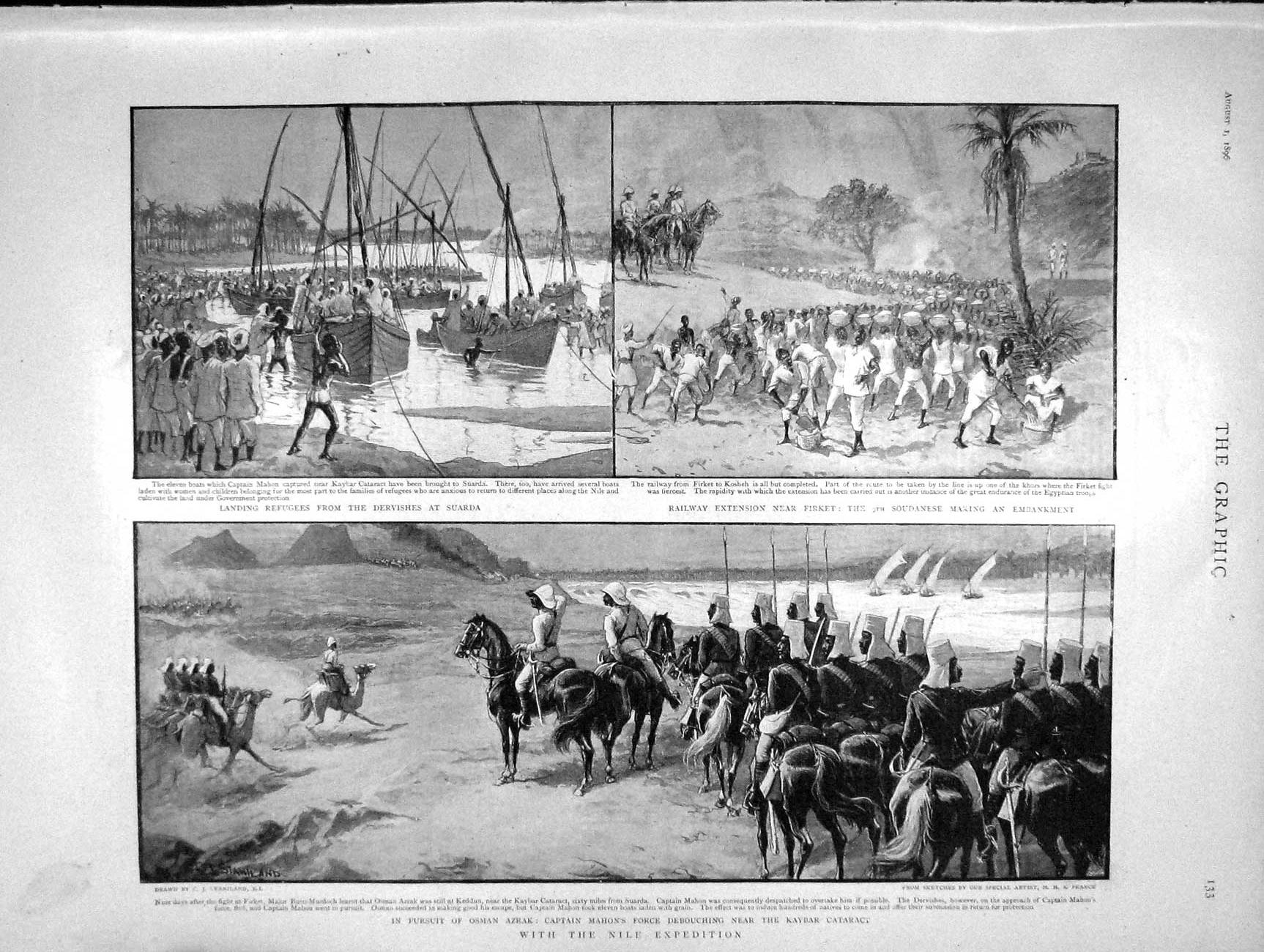 Old Antique Print 1896 Osman Zarak Mahon Kaybar Nile War Trask Anderson 19th