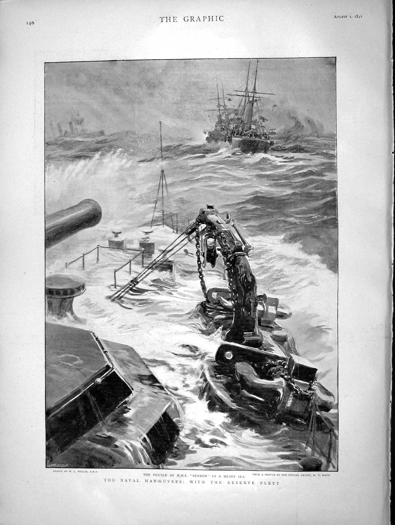 Old Antique Print 1896 War Ship Benbow Cuillante Masson Lejeune Berthelet 19th