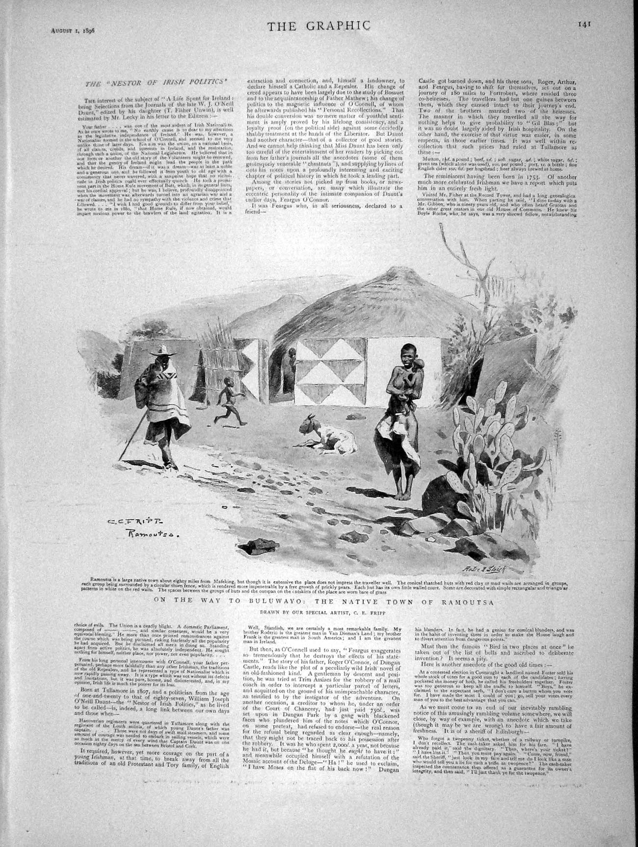 Old Antique Print 1896 Ramoutsa Buluwayo War Davidson Thomson King Mackay 19th