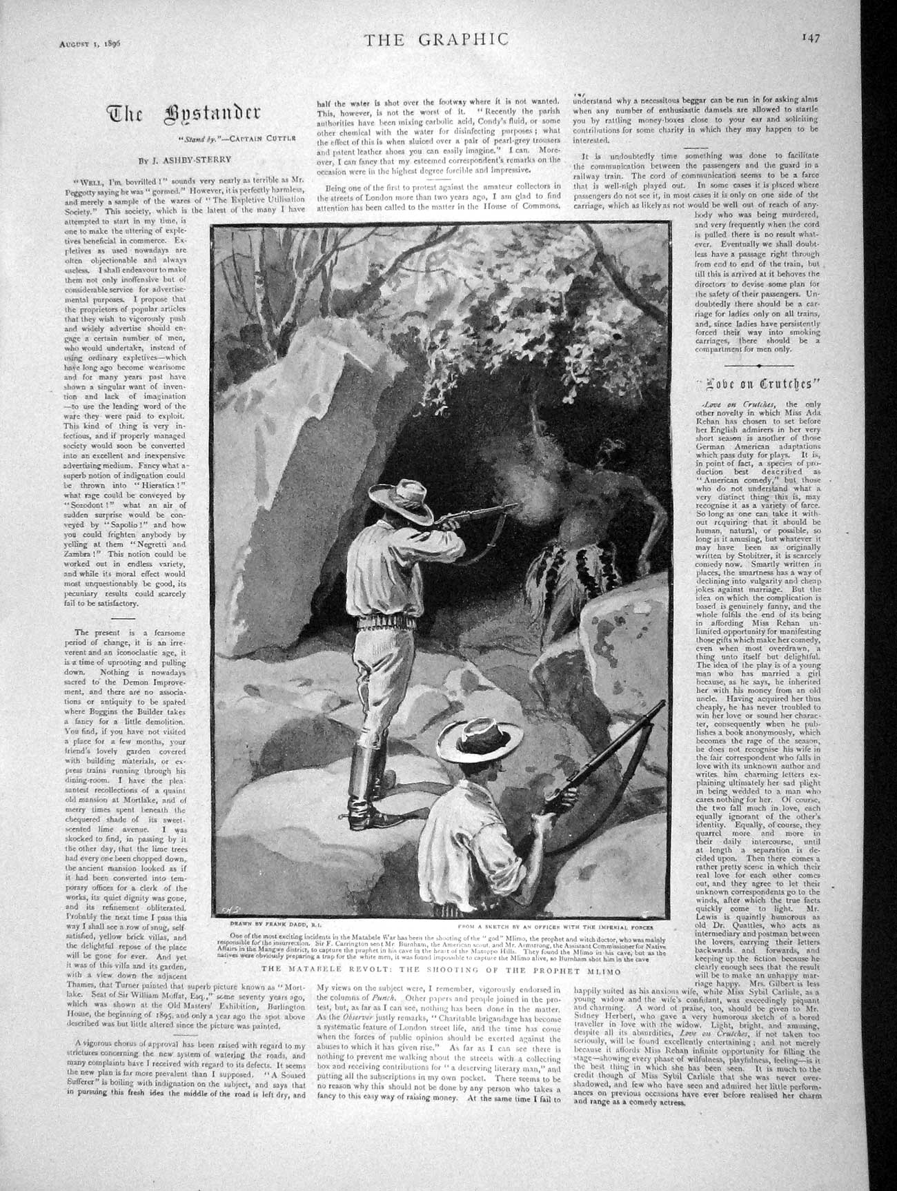 Original Old Antique Print 1896 Matabele Revolt Shooting Prophet Mlimo A 19th