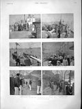 Original Old Antique Print 1896 Naval Manoeuvres Ship Hermione Sailors Cutlass