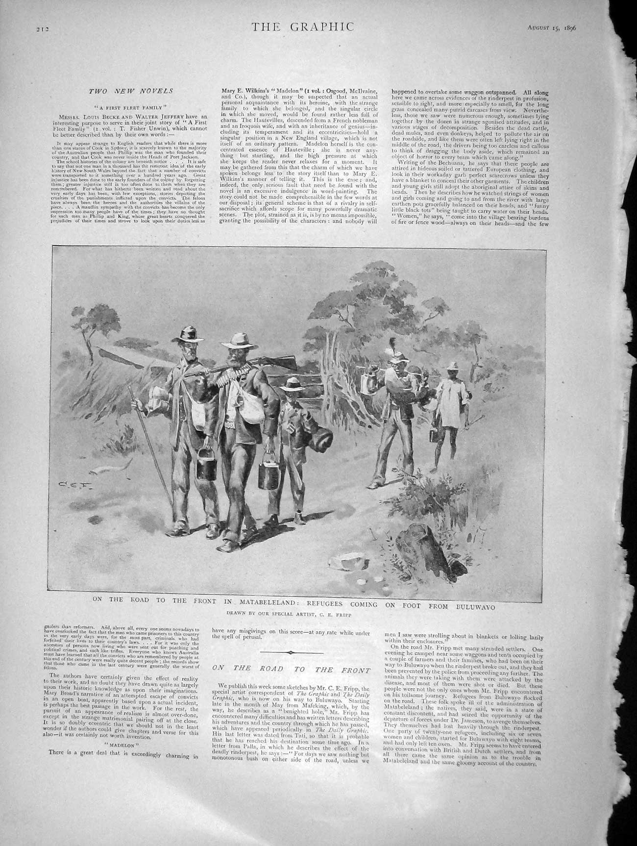 Old Antique Print 1896 Matabeleland Refugees Buluwayo Eclipse Sun Corona 19th