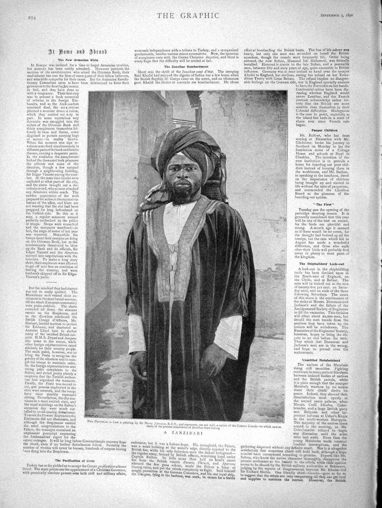 Old Antique Print 1896 Zanzibari Man Nile Hauling Gunboat Wady Athlumney 19th
