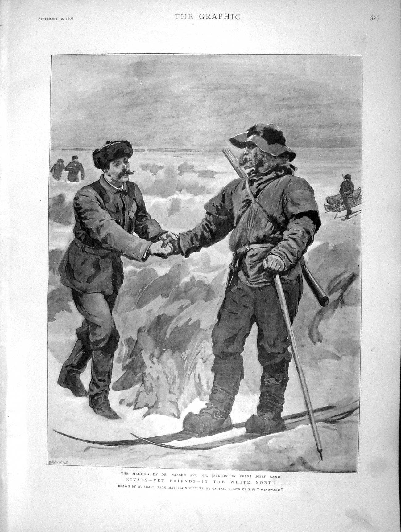 Old Antique Print 1896 Nansen Jackson Franz Josef Elles Ships Blanche War 19th