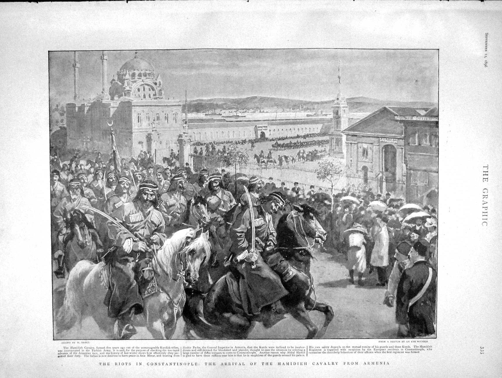 Original Old Antique Print 1896 Constantinople Hamidieh Armenia Daniel Langaba