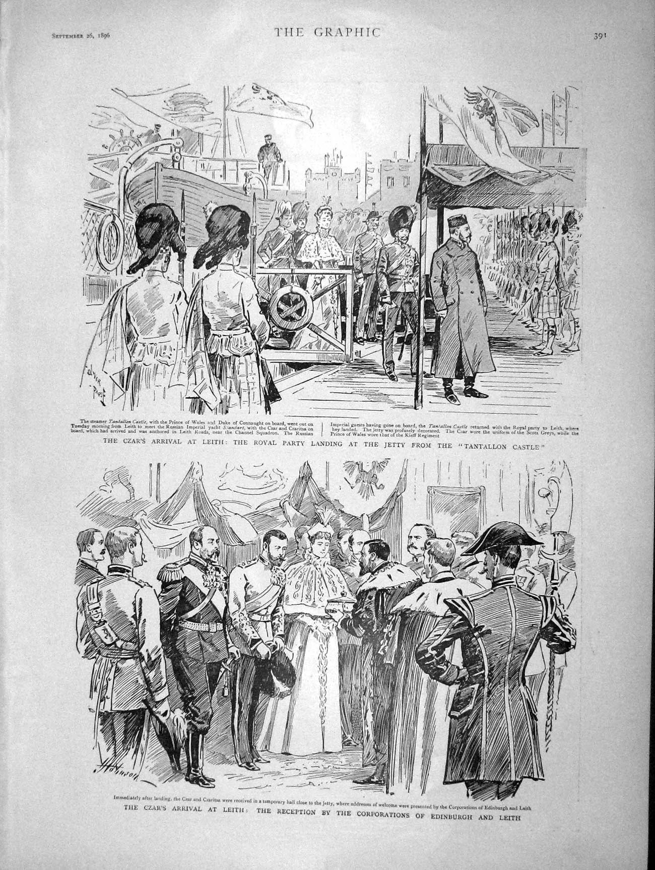 Original Old Antique Print 1896 Czar Leith Tantallon Castle Edinburgh Nil 19th
