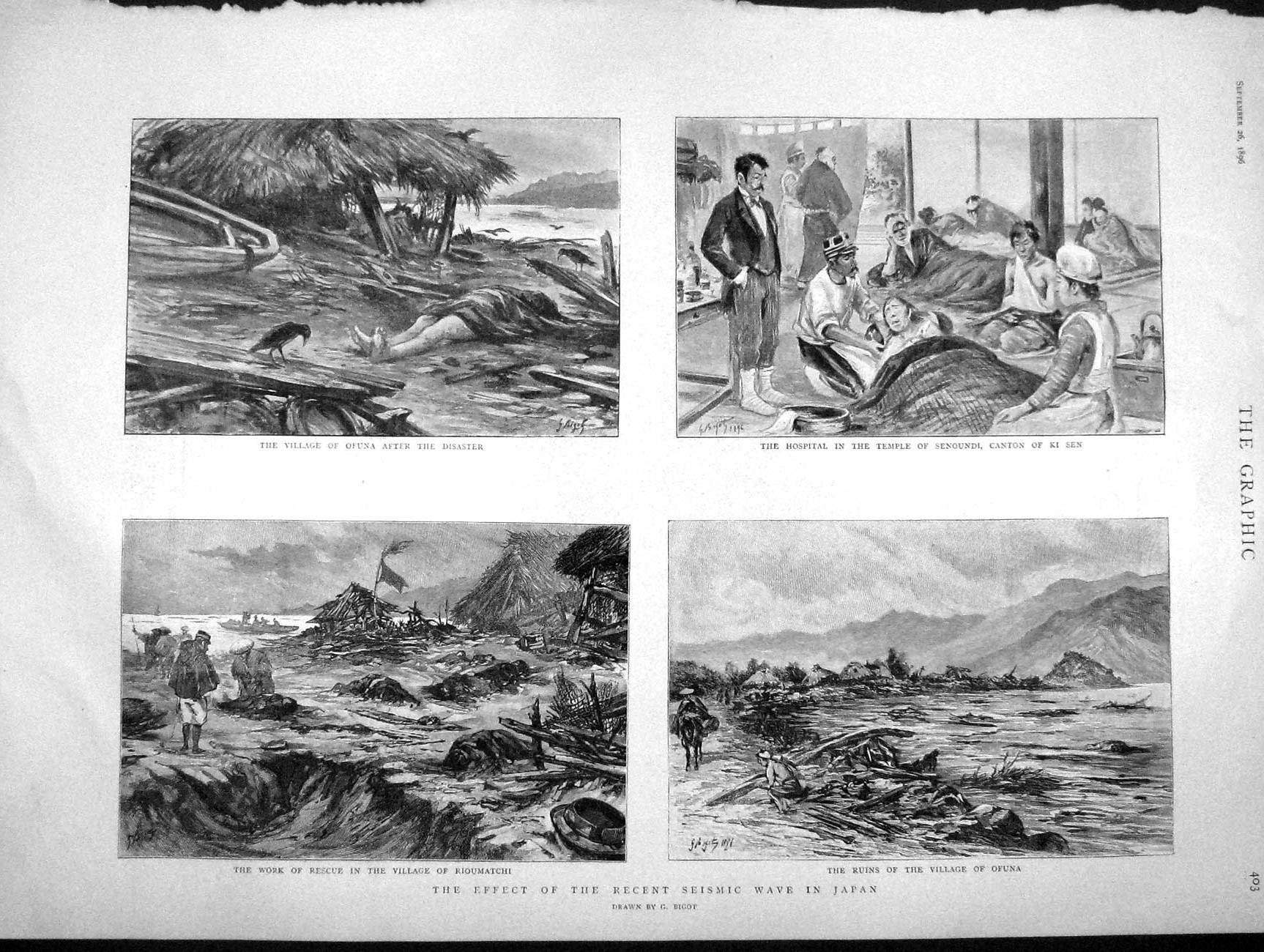 Old Antique Print 1896 Seismic Wave Japan Ofuna Canton Rhodesia Hussars 19th