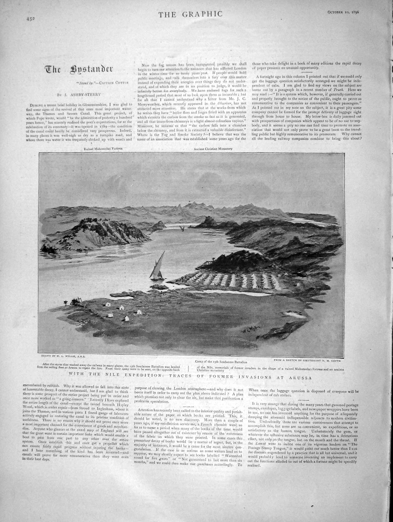 Original Old Antique Print 1896 Nile Expedition Camp Soudanese Battalion Arussa