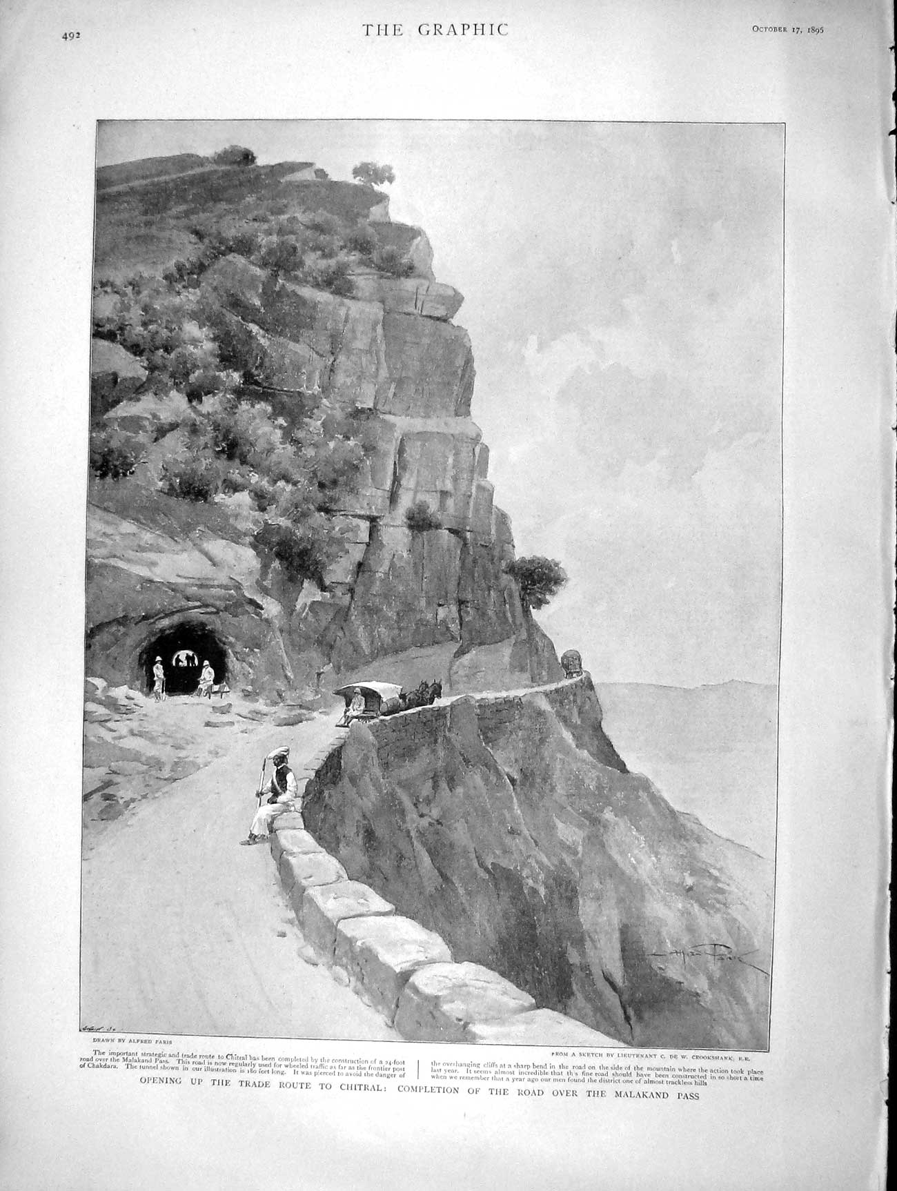 Original Old Antique Print 1896 Road Malakand Pass Chitral Chakdara Tr Victorian