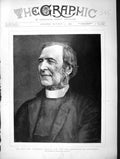 Original Old Antique Print 1896 Portrait Frederick Temple Archbishop Canterbury