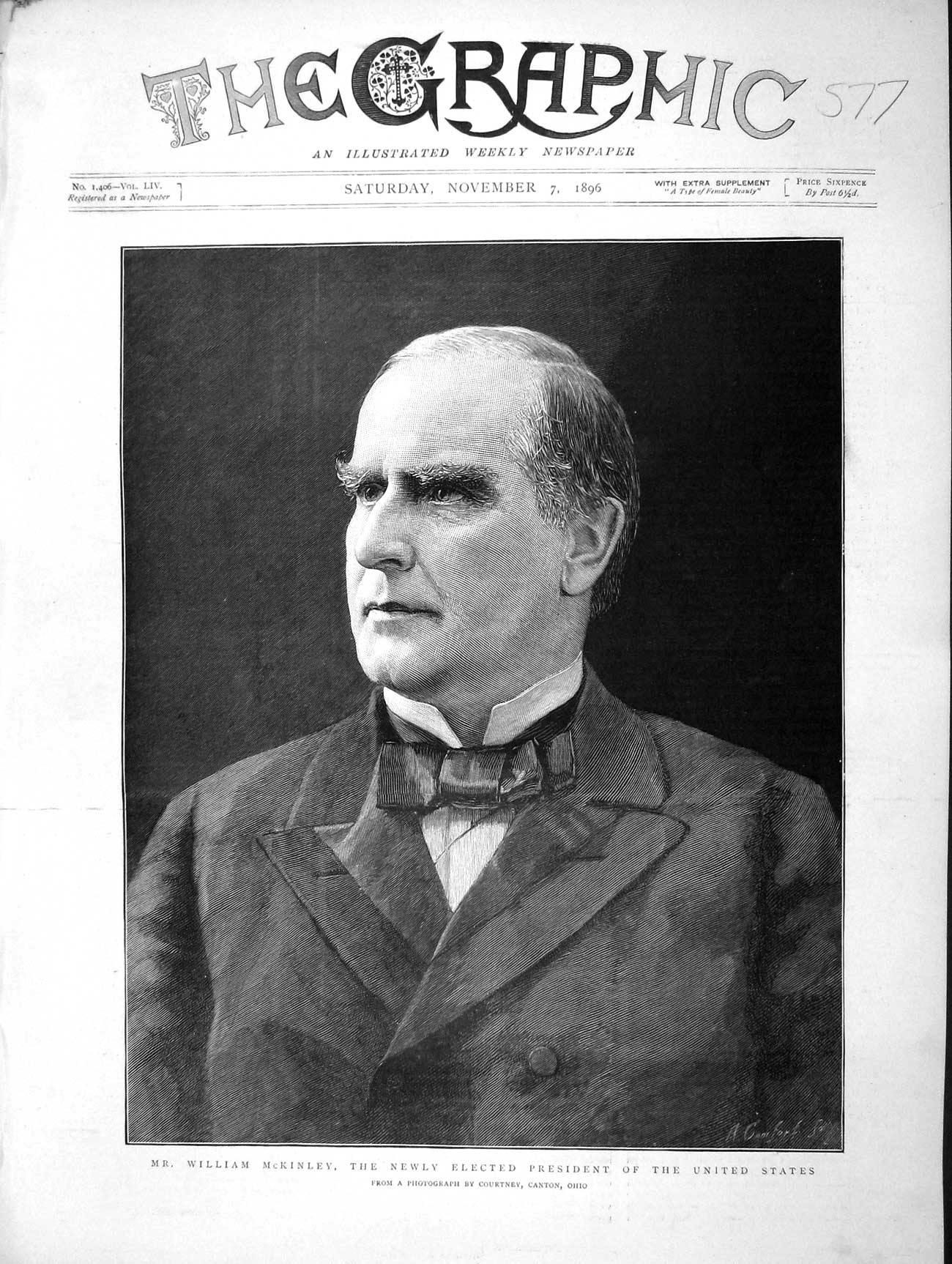 Original Old Antique Print 1896 William Mckinley President United States 19th