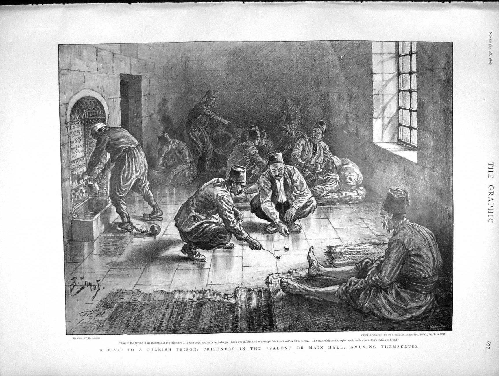 Original Old Antique Print 1896 Turkish Prison Amusements Canning Rahimali 19th