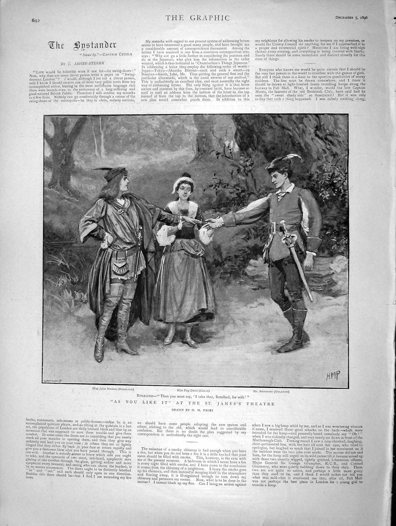 Original Old Antique Print 1896 As You Like It St. James'S Theatre Fa Victorian