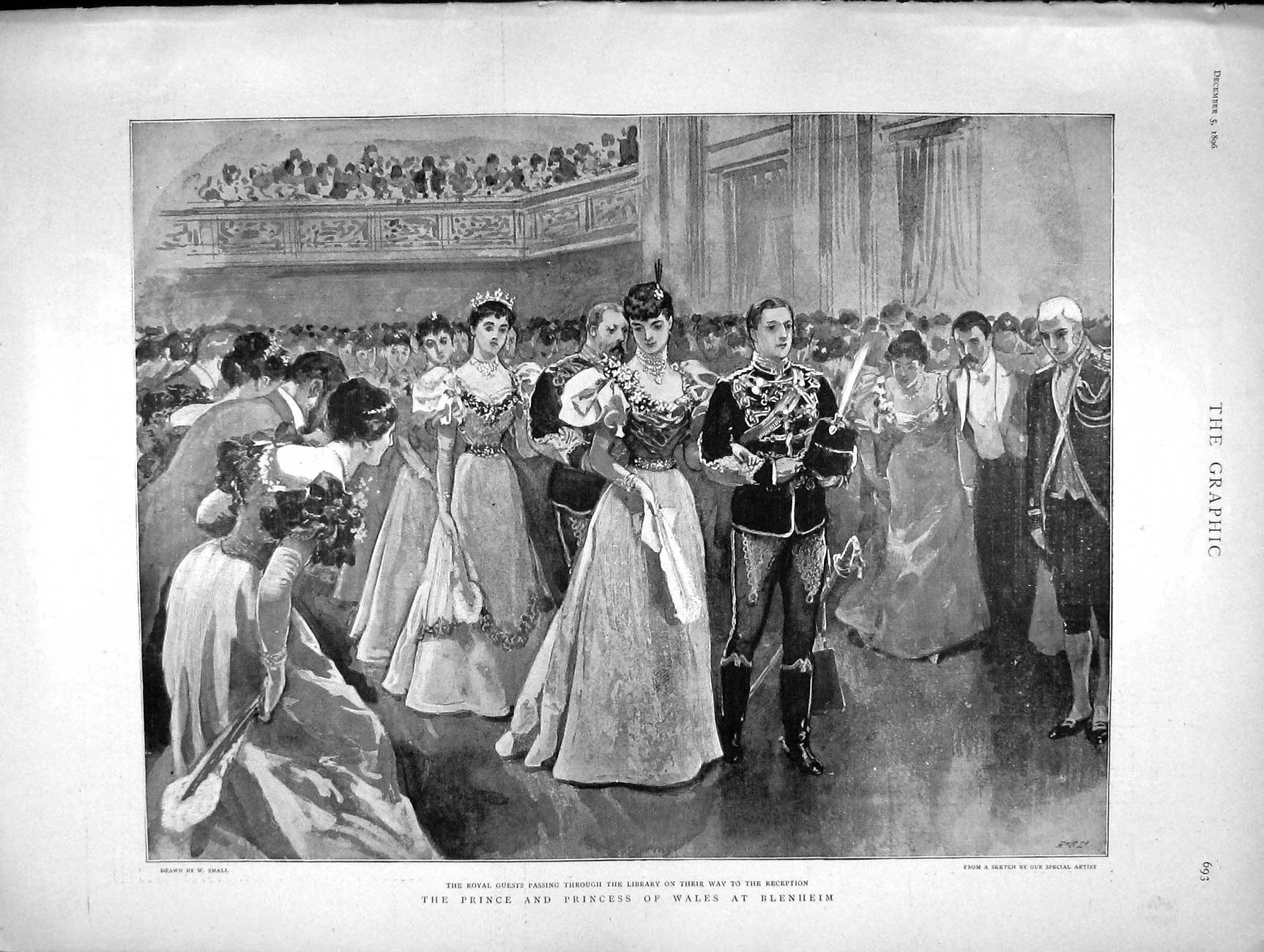 Original Old Antique Print 1896 Prince Wales Blenheim Henry Battenberg Balmoral