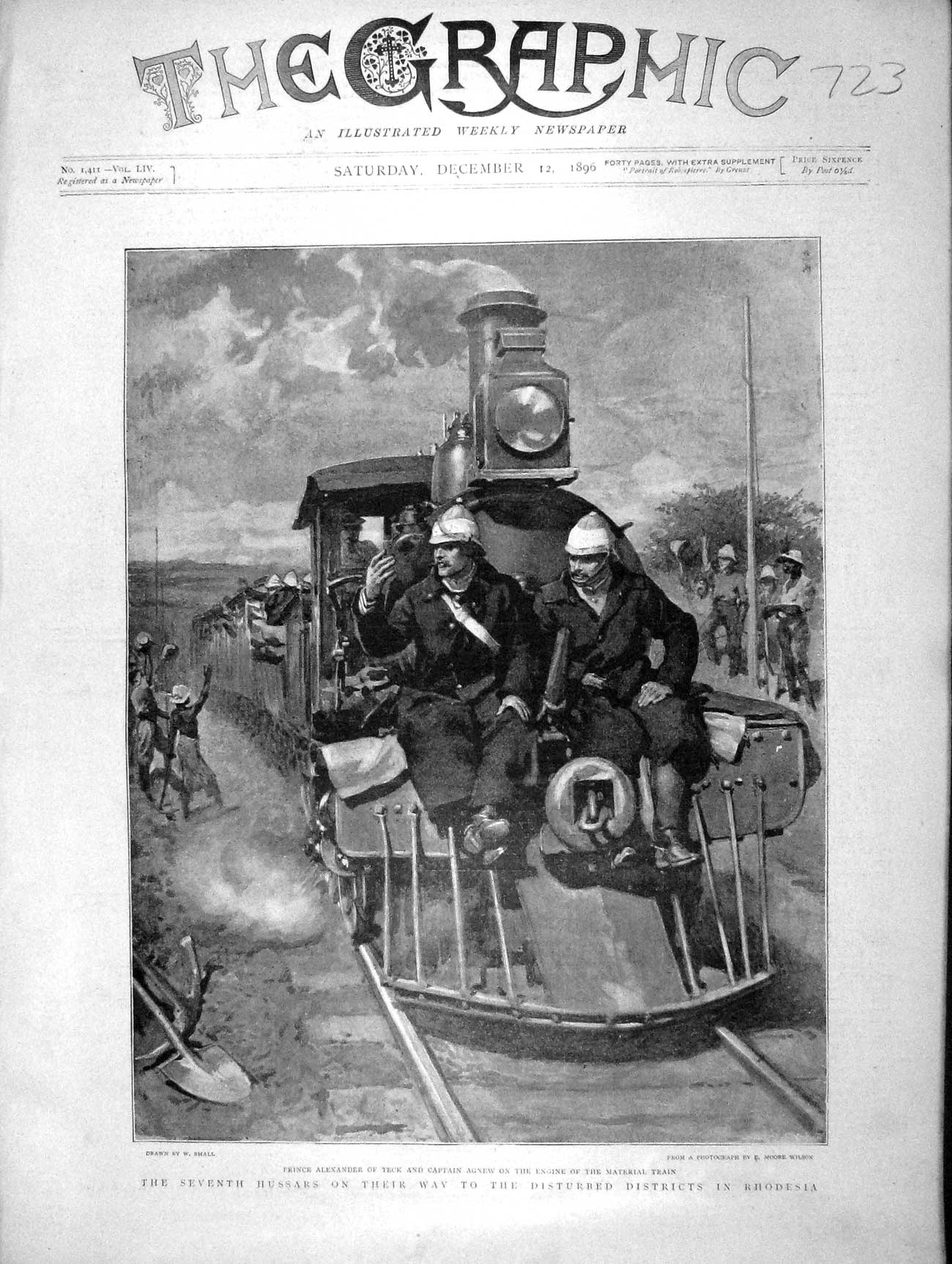 Original Old Antique Print 1896 Hussars Rhodesia Prince Alexander Teck Trai 19th