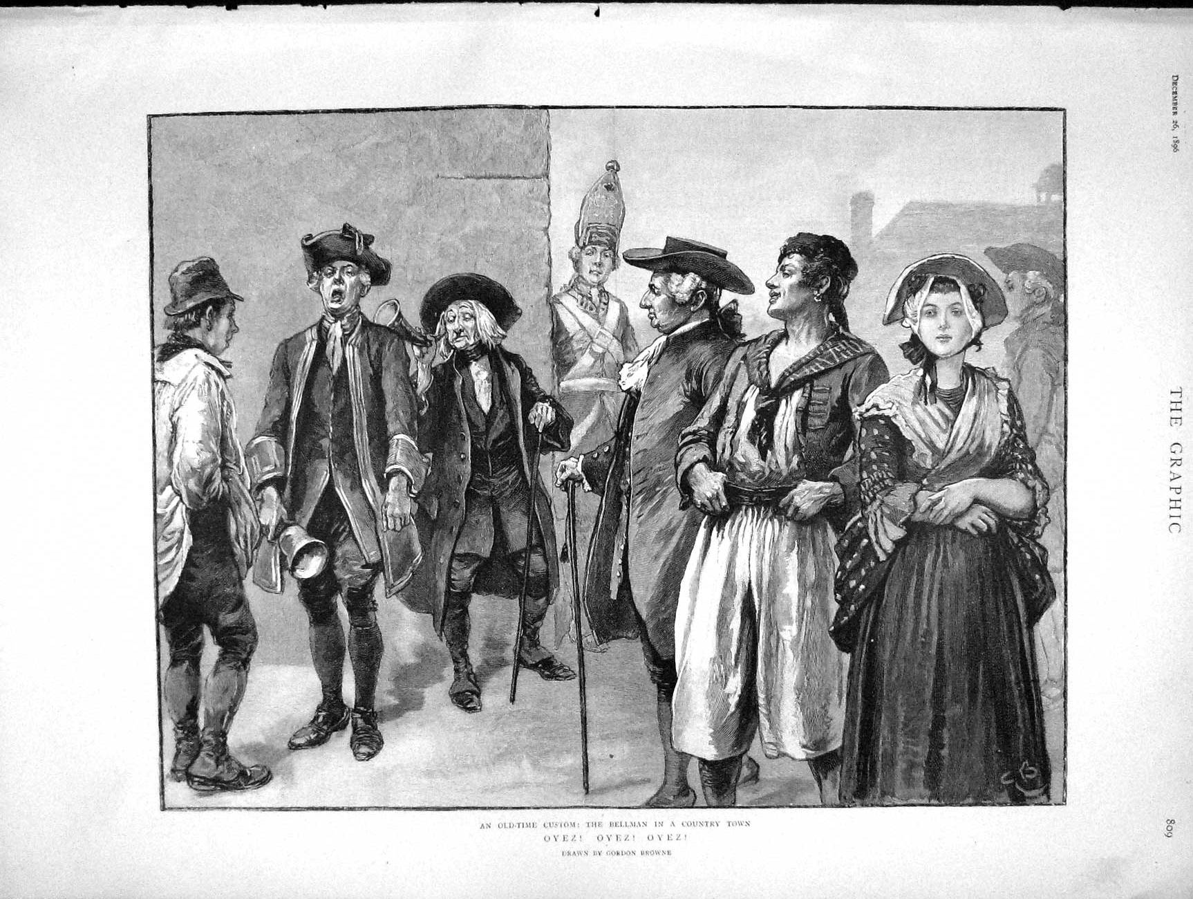 Old Antique Print 1896 Bellman Country Scene Oyez Young Girl Spilt Milk 19th