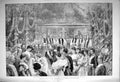 Original Old Antique Print 1896 Queen Wedding Buckingham Palace Bride Groom