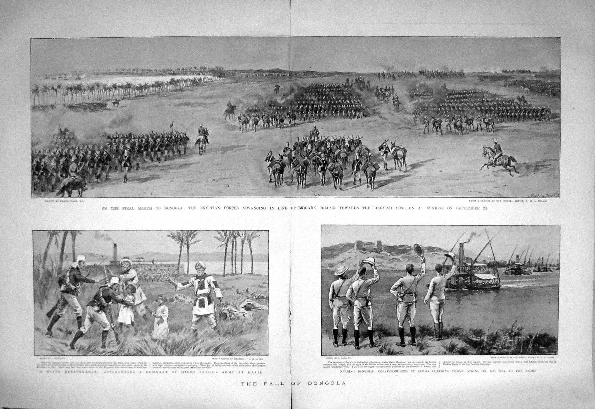 Original Old Antique Print 1896 Dongola War Egyptian Army Dervish Kerma Atkins
