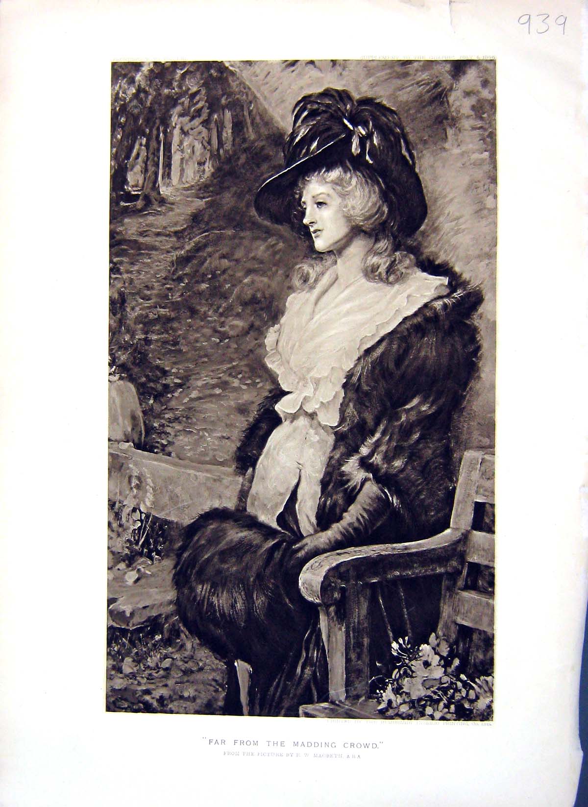 Original Old Antique Print 1896 Portrait Far Madding Crown Lady Woman Victorian