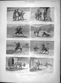 Old Antique Print 1897 Indian Officer Life Mule Fancy Dress Ball Mansion 19th