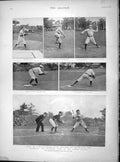 Original Old Antique Print 1897 Baseball National Game Sport America Catcher