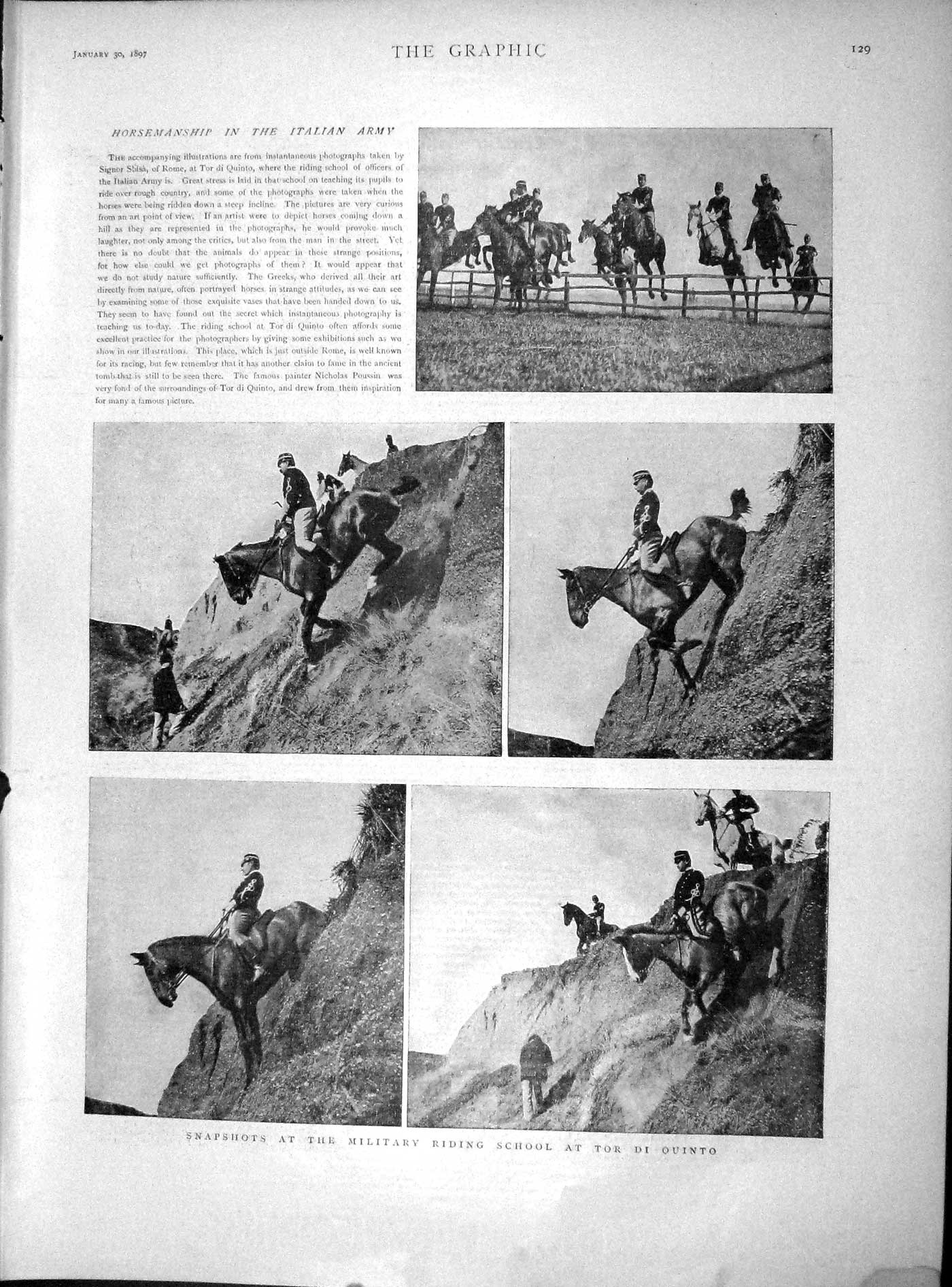 Old Antique Print 1897 Military Riding School Tor Di Quinto Wynne Foley 19th